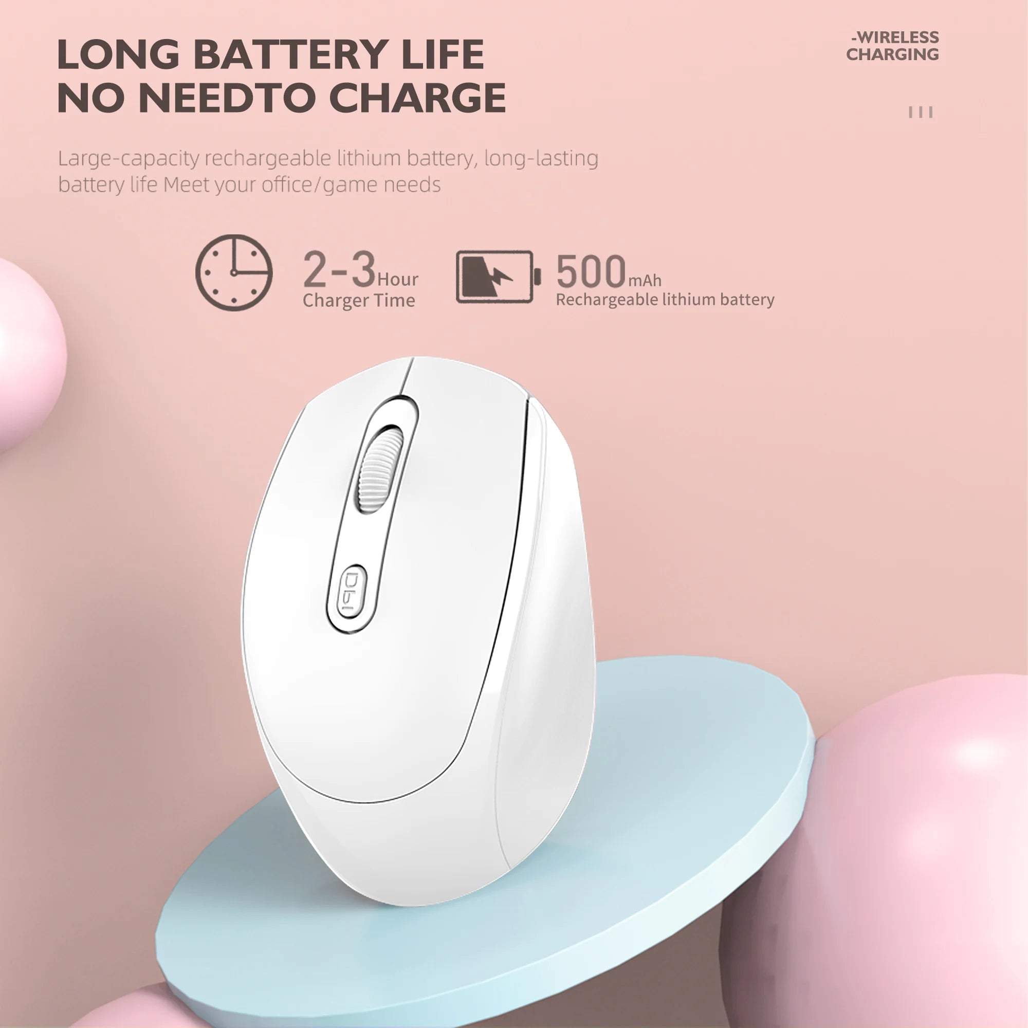 Wireless Rechargeable Mouse with Adjustable DPI – Silent & Portable