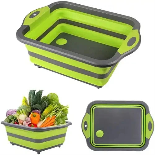 Foldable Cutting Board & Drain Basket – 2-in-1 Kitchen Tool