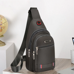 Men Crossbody Sling Bag – Multi-Zip Lightweight Chest Bag