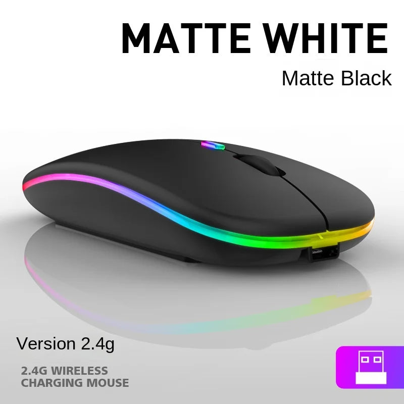 Wireless RGB Rechargeable Mouse – Silent Click with LED Lights