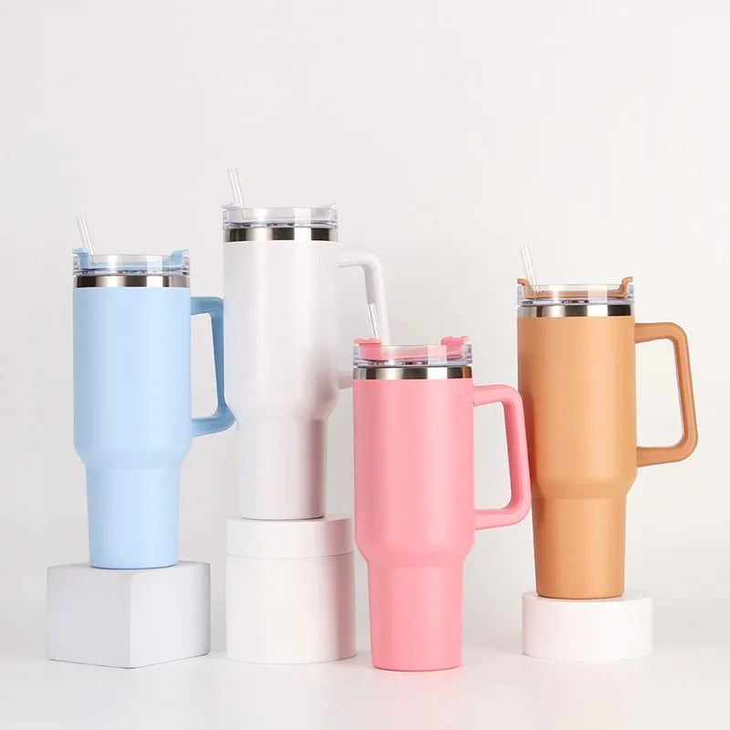 Thermal Travel Mug with Handle & Straw – Large Capacity Main image