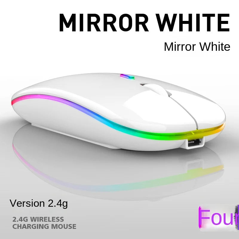 Wireless RGB Rechargeable Mouse – Silent Click with LED Lights