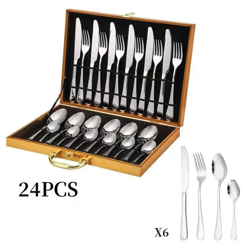 24-Piece Stainless Steel Cutlery Set – Premium Flatware for Dining