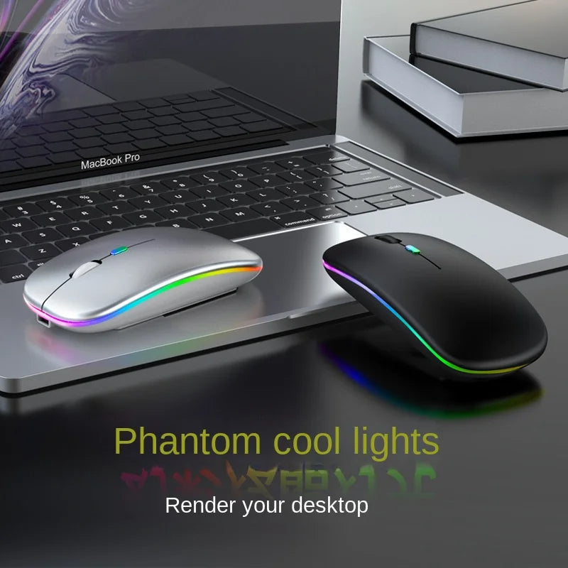 Wireless RGB Rechargeable Mouse – Silent Click with LED Lights