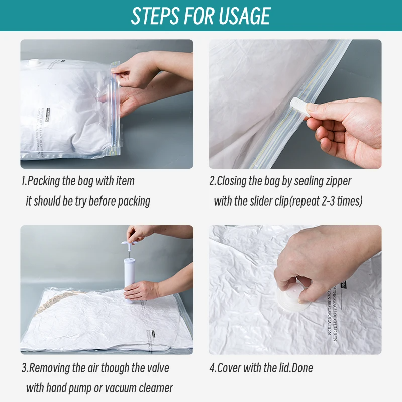 12pcs Vacuum Storage Bags Set with Hand Pump – Space Saving Organizer
