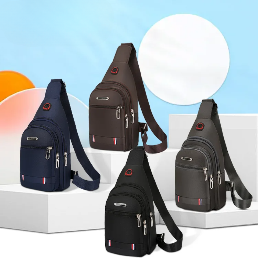 Men Crossbody Sling Bag – Multi-Zip Lightweight Chest Bag