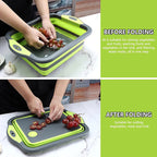 Foldable Cutting Board & Drain Basket – 2-in-1 Kitchen Tool
