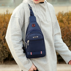 Men Crossbody Sling Bag – Multi-Zip Lightweight Chest Bag