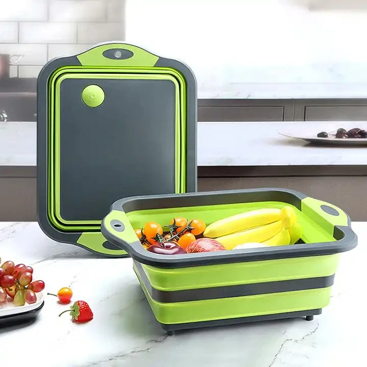 Foldable Cutting Board & Drain Basket – 2-in-1 Kitchen Tool Main image