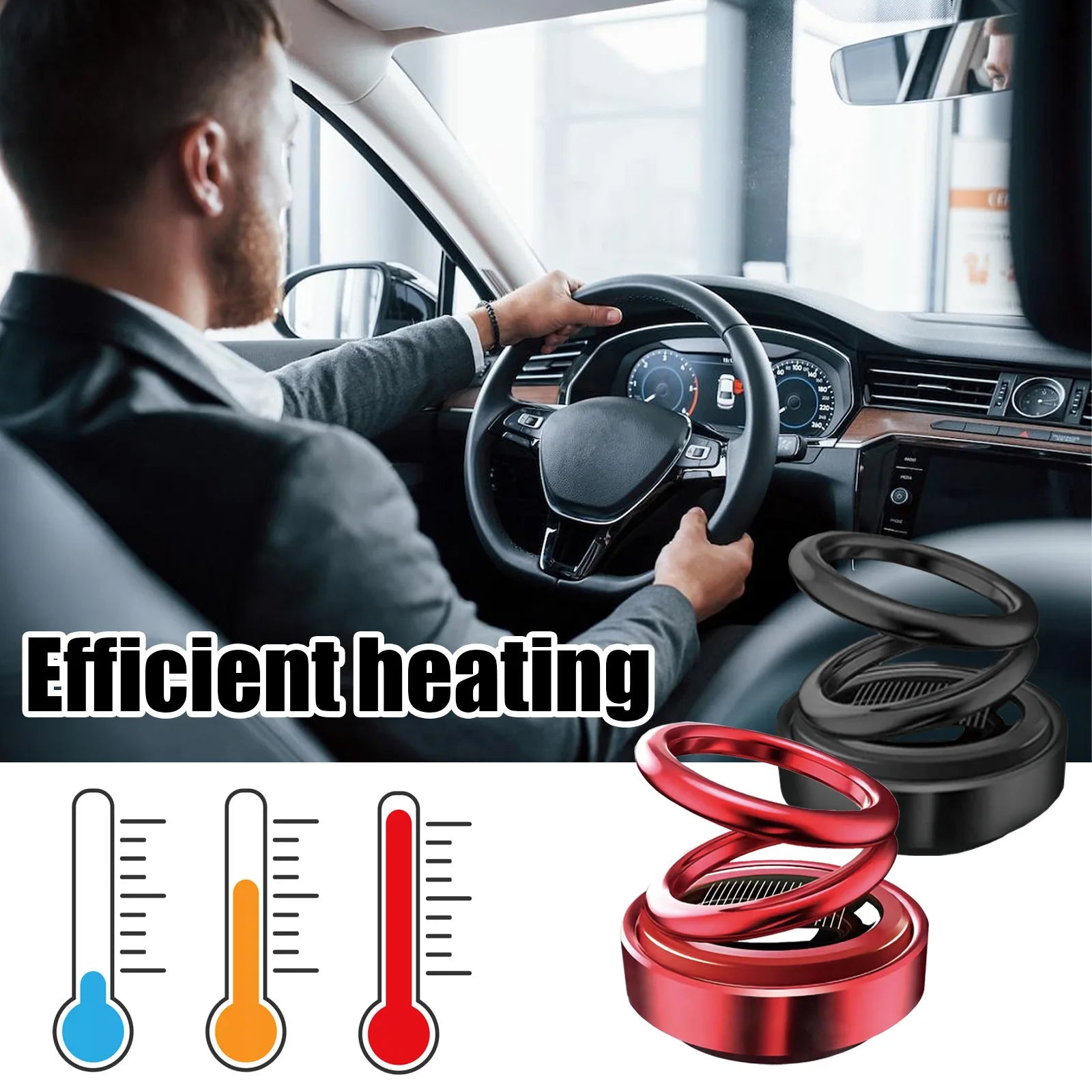 Car Air Freshener Diffuser – 360° Rotating Aromatherapy Ring