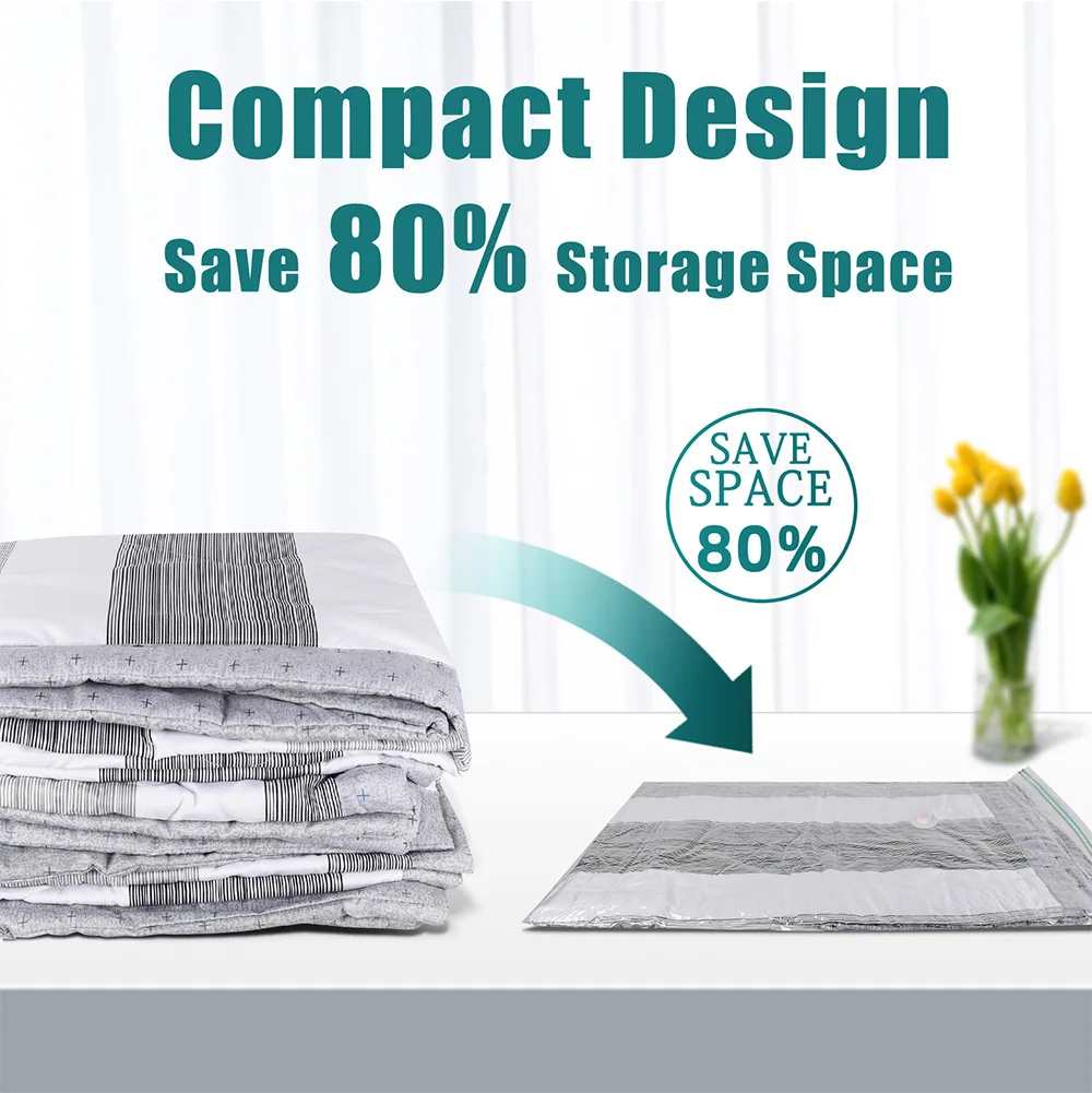 12pcs Vacuum Storage Bags Set with Hand Pump – Space Saving Organizer
