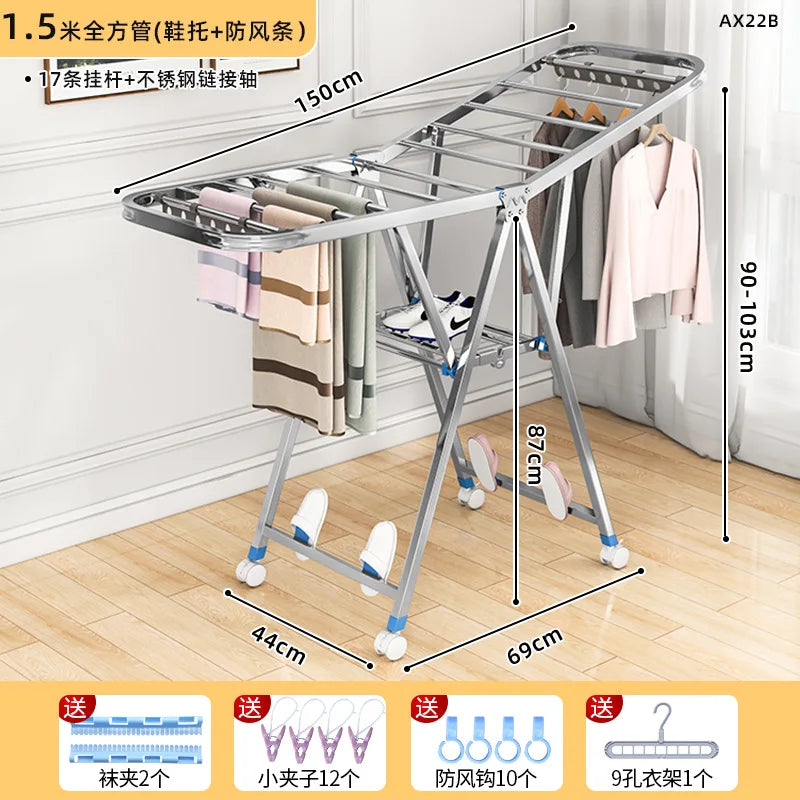 Foldable Stainless Steel Clothes Drying Rack