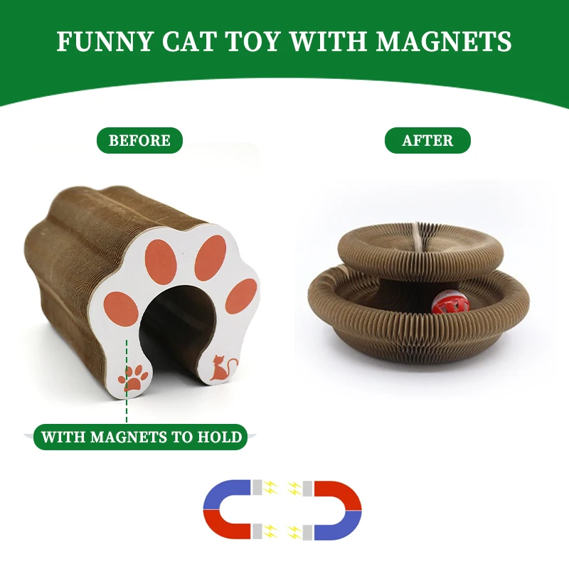 Interactive Foldable Cat Toy Tunnel – Magnetic Shape Shifting Play Toy